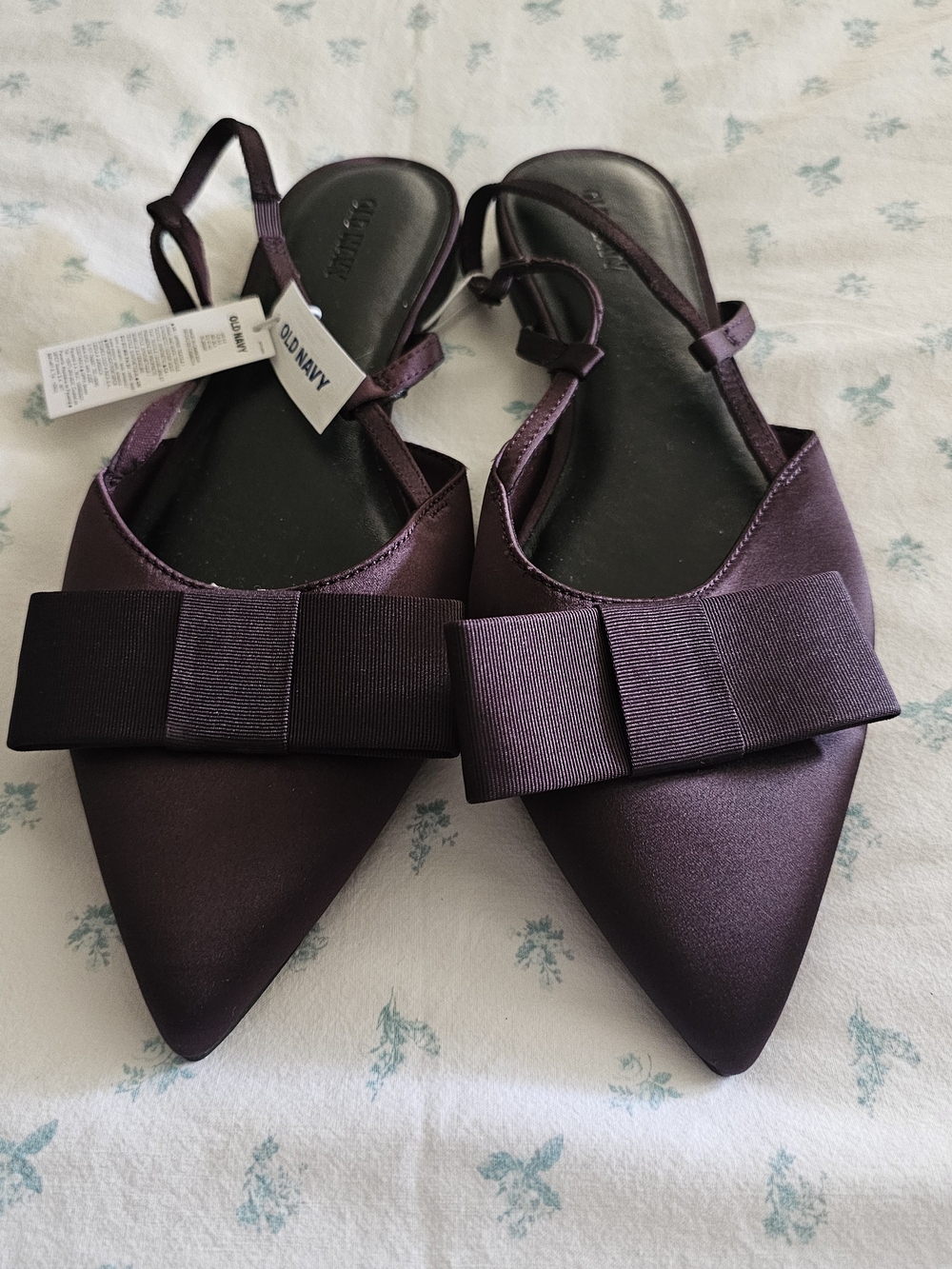 Old Navy Women's Deep Plum Pointed Slingback Flats with Bow